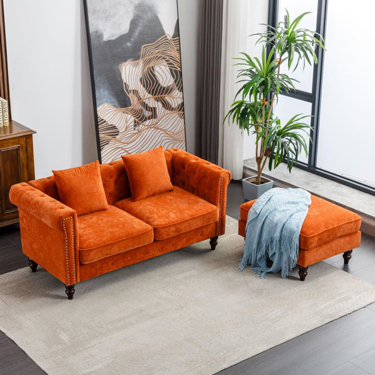 Orange sofa and deals loveseat